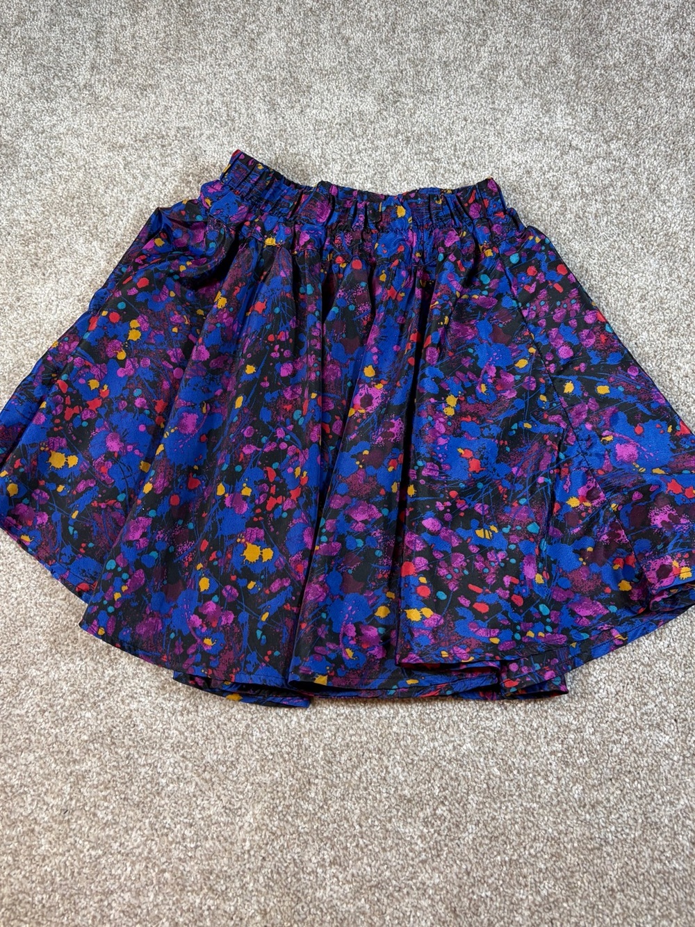 dELiA*s Black Skater Skirt with Purple, Blue & Yellow Splatter